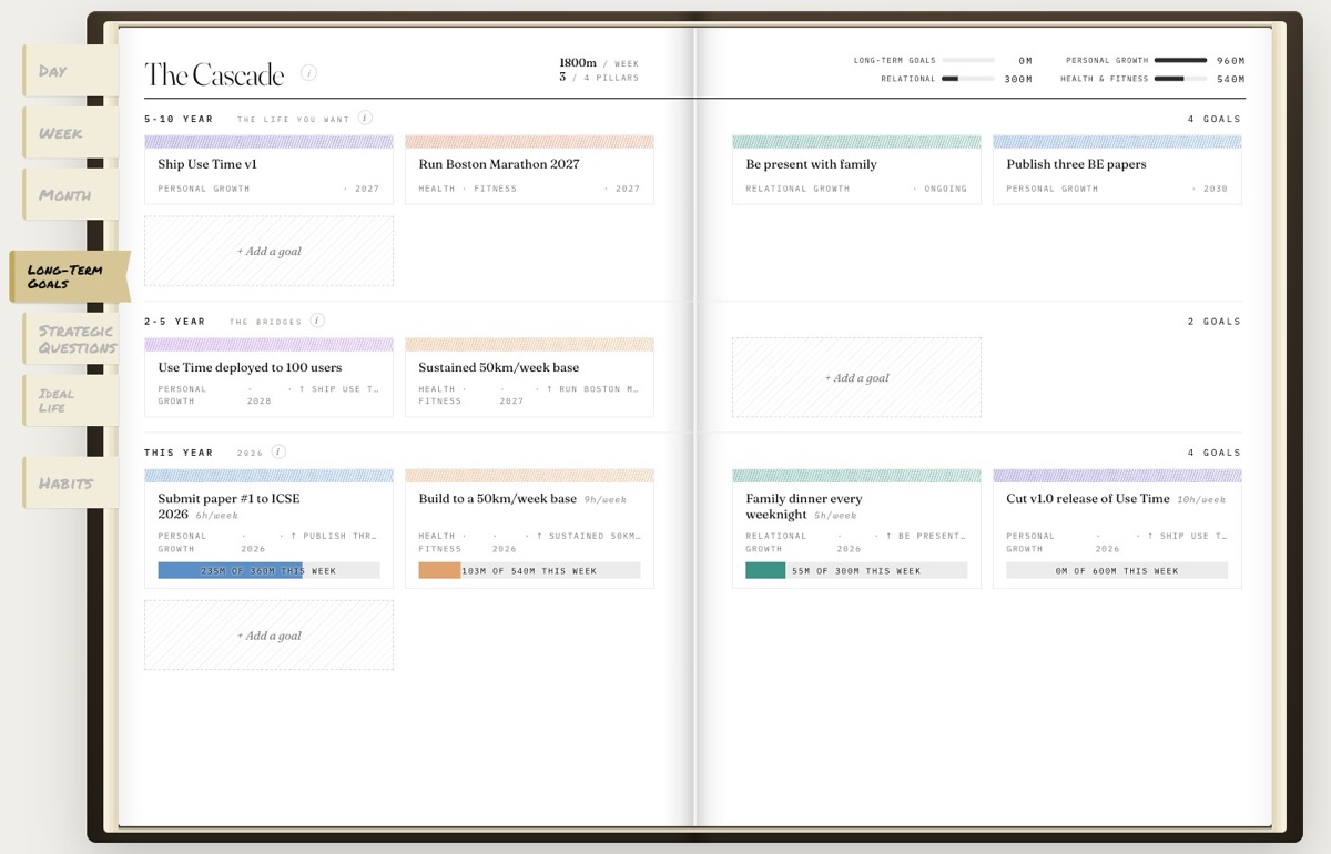 The Use Time app — the Long-Term Goals view.